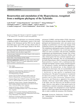 Resurrection and Emendation of the Hypoxylaceae, Recognised from a Multigene Phylogeny of the Xylariales