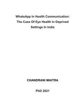 Whatsapp in Health Communication: the Case of Eye Health in Deprived Settings in India