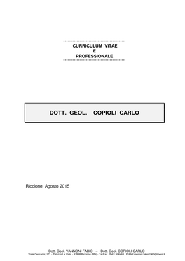 Dott. Geol. Copioli Carlo