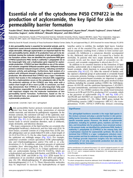 Essential Role of the Cytochrome P450 CYP4F22 in the Production of Acylceramide, the Key Lipid for Skin Permeability Barrier Formation