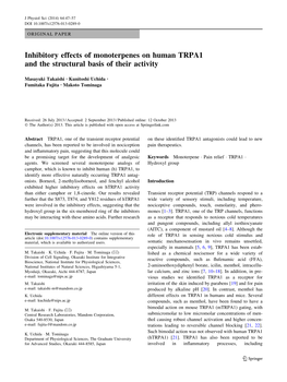 Inhibitory Effects of Monoterpenes on Human TRPA1 and the Structural Basis of Their Activity