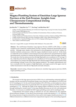 Magma Plumbing System of Emeishan Large Igneous Province at the End-Permian: Insights from Clinopyroxene Compositional Zoning and Thermobarometry