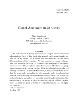 Global Anomalies in M-Theory