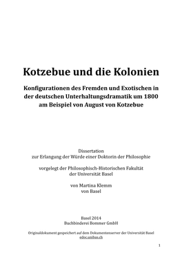 Kotzebue Und Die Kolonien