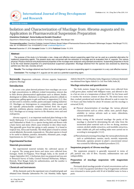 Isolation and Characterization of Mucilage from Abroma Augusta And