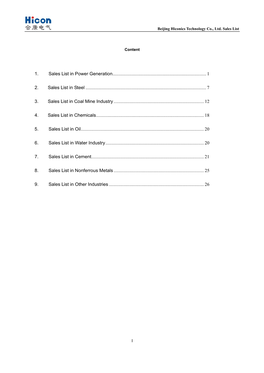 1. Sales List in Power Generation