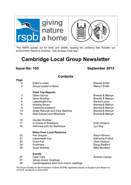 Cambridge Local Group Newsletter