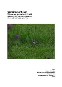 Gemeinschaftlicher Wiesenvogelschutz 2011 - Erprobung Und Weiterentwicklung Eines Artenschutzprogramms