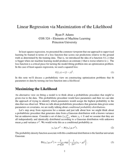 Maximum Likelihood Linear Regression