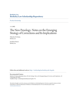 The New Penology: Notes on the Emerging Strategy of Corrections