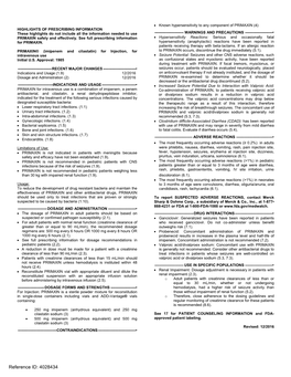 PRIMAXIN (Imipenem and Cilastatin)