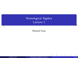 Homological Algebra Lecture 1