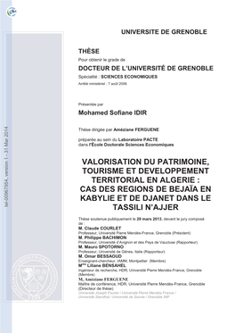 Valorisation Du Patrimoine, Tourisme Et Développement Territorial En Algérie