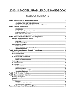 2010-2011 Model Arab League Handbook