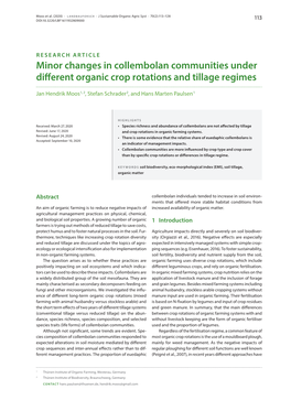 Minor Changes in Collembolan Communities Under Different Organic Crop Rotations and Tillage Regimes