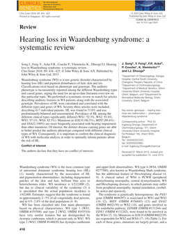 Hearing Loss in Waardenburg Syndrome: a Systematic Review