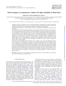 Floral Ontogeny of Annonaceae: Evidence for High Variability in ﬂoral Form