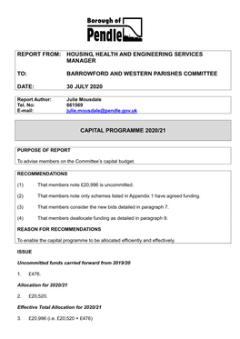 Capital Programme 2020/21