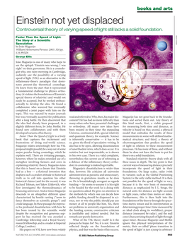 Einstein Not Yet Displaced Controversial Theory of Varying Speed of Light Still Lacks a Solid Foundation