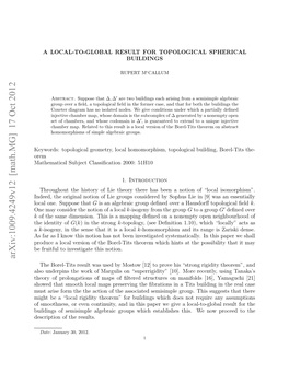 Arxiv:1009.4249V12 [Math.MG] 17 Oct 2012 H Dniyof Identity the a K Ulig Fsmsml Leri Ruswihetbihsti.W O P Now We This