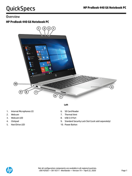 HP Probook 440 G6 Notebook PC Quickspecs