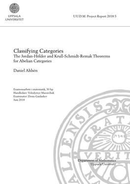 Classifying Categories the Jordan-Hölder and Krull-Schmidt-Remak Theorems for Abelian Categories