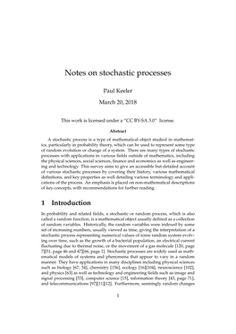 Notes on Stochastic Processes