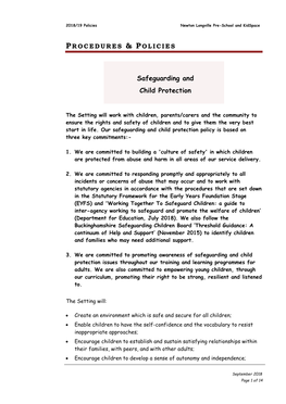 Safeguarding and Child Protection