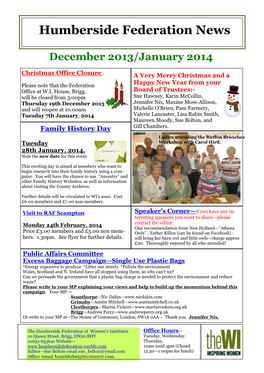 December 2013 WI Newsletter