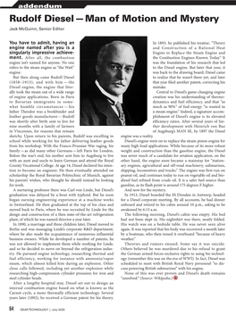 Rudolf Diesel — Man of Motion and Mystery Jack Mcguinn, Senior Editor