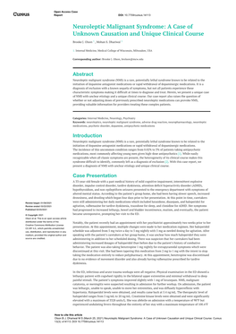 Neuroleptic Malignant Syndrome: a Case of Unknown Causation and Unique Clinical Course