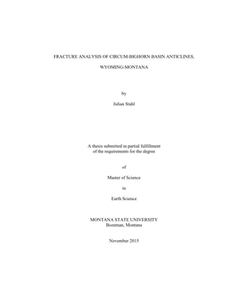 Fracture Analysis of Circum-Bighorn Basin Anticlines