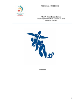 TECHNICAL HANDBOOK the 5Th Asian Beach Games From