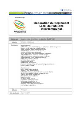 Elaboration Du Règlement Local De Publicité Intercommunal