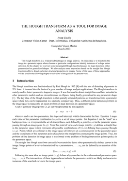 The Hough Transform As a Tool for Image Analysis