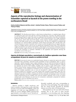 Aspects of the Reproductive Biology and Characterization of Sciaenidae Captured As Bycatch in the Prawn Trawling in the Northeastern Brazil