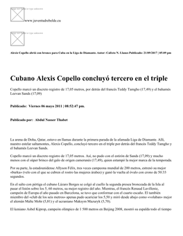 Cubano Alexis Copello Concluyó Tercero En El Triple