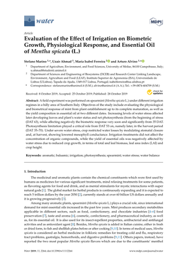 Evaluation of the Effect of Irrigation on Biometric Growth