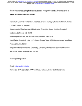 The Molecular Coupling Between Substrate Recognition and ATP Turnover in A