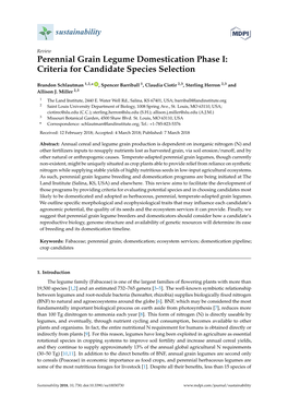 Perennial Grain Legume Domestication Phase I: Criteria for Candidate Species Selection