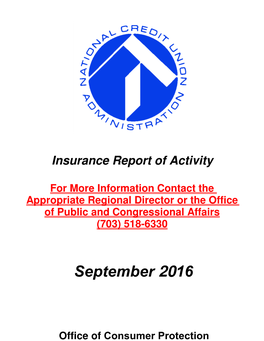 Insurance Report of Activity September 2016