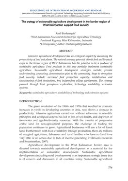 The Srategy of Suistanable Agriculture Development in the Border Region of West Kalimantan Support Food Security