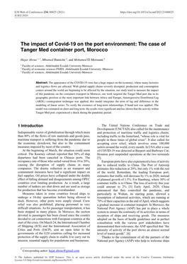 The Case of Tanger Med Container Port, Morocco