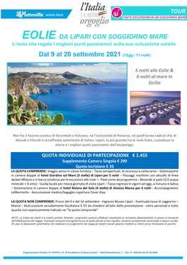 Dal 9 Al 20 Settembre 2021 (12Gg / 11 Notti)