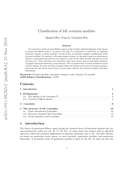 Classification of Left Octonion Modules