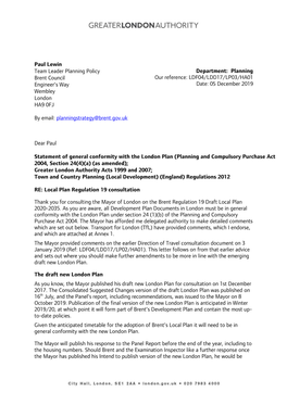 Dear Paul Statement of General Conformity with the London Plan (Planning and Compulsory Purchase Act 2004, Section 24(4)(A)