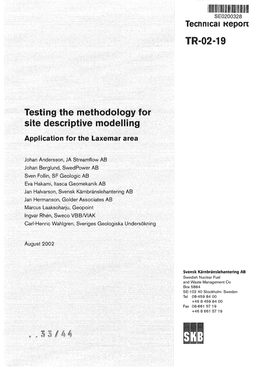 Testing the Methodology for Site Descriptive Modelling Application for the Laxem a R Area