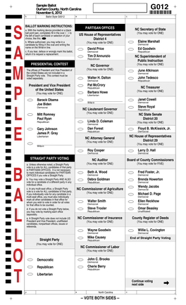 G0012 November 6, 2012 *G0012* a Ballot Style G0012 B C