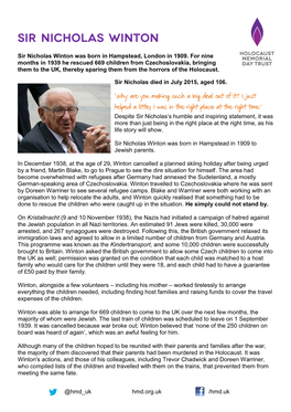 You Can Download the PDF Version of Sir Nicholas Winton's Life Story Here
