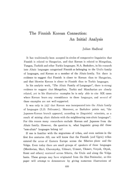 The Finnish Korean Connection: an Initial Analysis